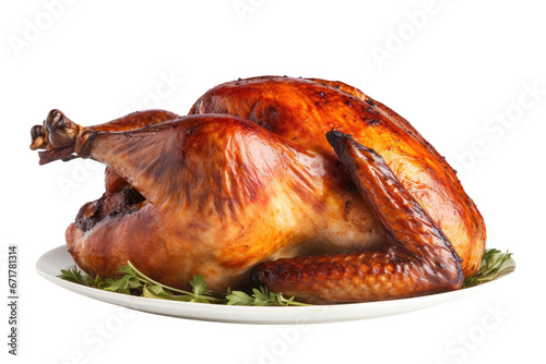 Whole roasted chicken on a white background. Grilled chicken ,isolated on a transparent background. PNG, cutout,  photo