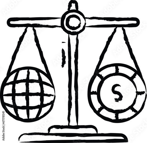 Equity balance hand drawn vector illustration