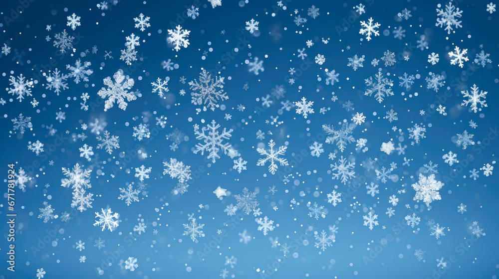 Snowflakes on a blue background. Falling snow. Snowflakes on a blue background. Falling snow.