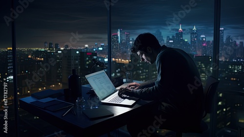 cyberattacks while simultaneously drawing attention to the laptop screen as a focal point.