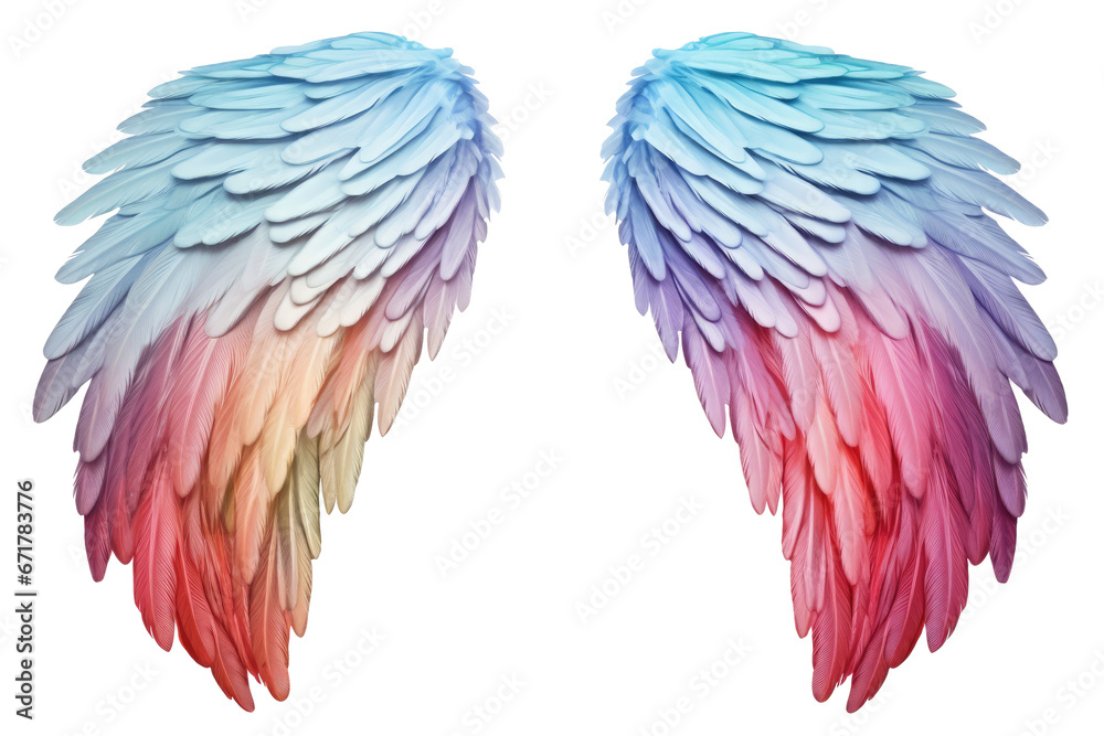 Obraz premium colorful realistic angel wings. White wing plumage , isolated on a transparent background. PNG, cutout, or clipping path. 