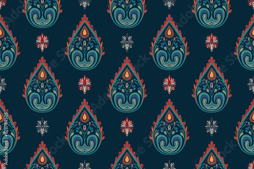 Abstract ethnic pattern flower design. Aztec fabric boho mandalas textile wallpaper. Tribal native motif African American sari elegant embroidery vector background 