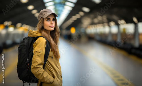 a girl with a backpack is waiting for her train © AMK 