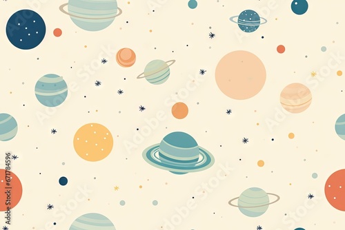 Espace abstrait simpliste  univers  arri  re-plan pour enfants    motif harmonieux de galaxie. Id  al pour le papier peint des chambres d enfants. IA g  n  rative  IA