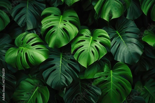 monstera green leaves background