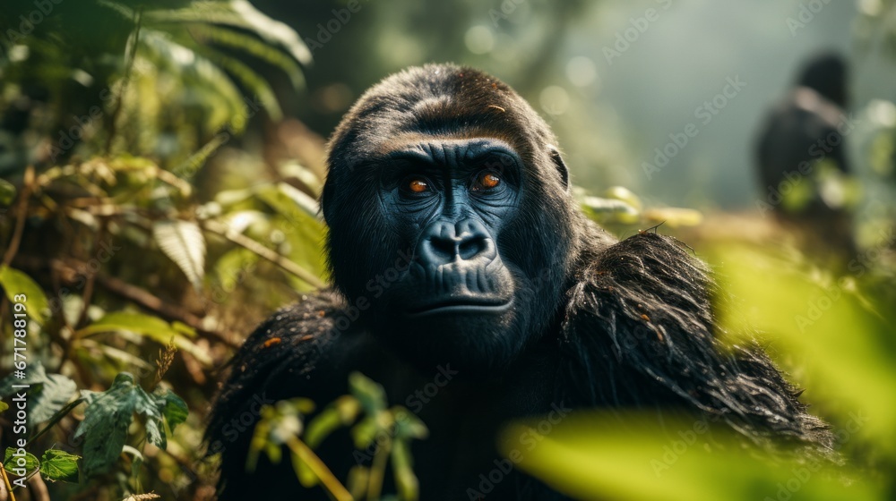 Obraz premium Endangered Mountain Gorilla Close-Up