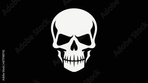 white skull illustration on black background