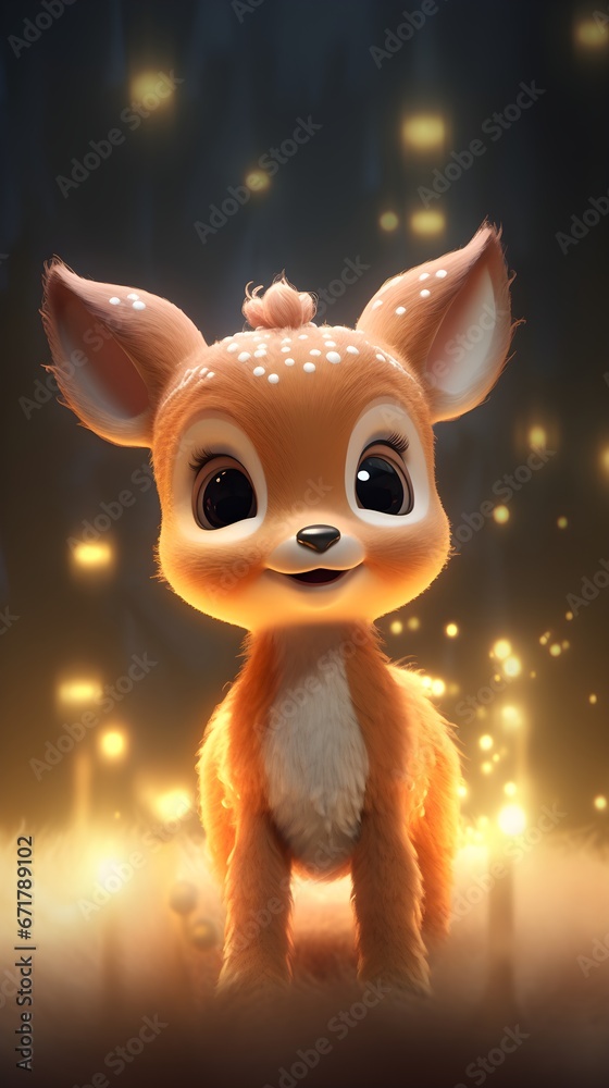 Fototapeta premium Starry Christmas: An Adorable Tiny Reindeer