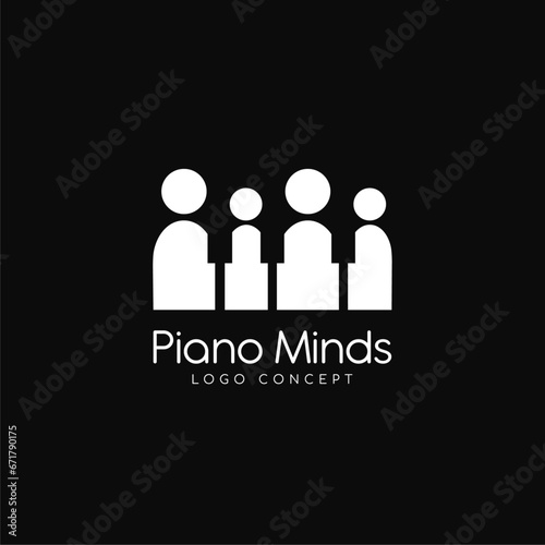Unique logo design of combining a people and piano fingers, Piano Lesson, Piano People Logo Symbol Design Template Flat Style Vector