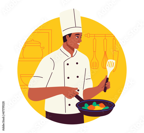 Restaurant worker at workplace vector