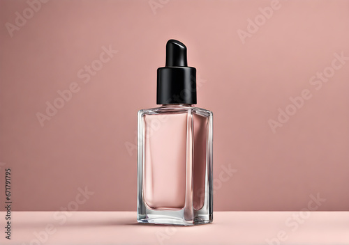 Minimalist modern product package branding mockup, nail polish or perfume bottle. Creative template with copy space. Generative AI