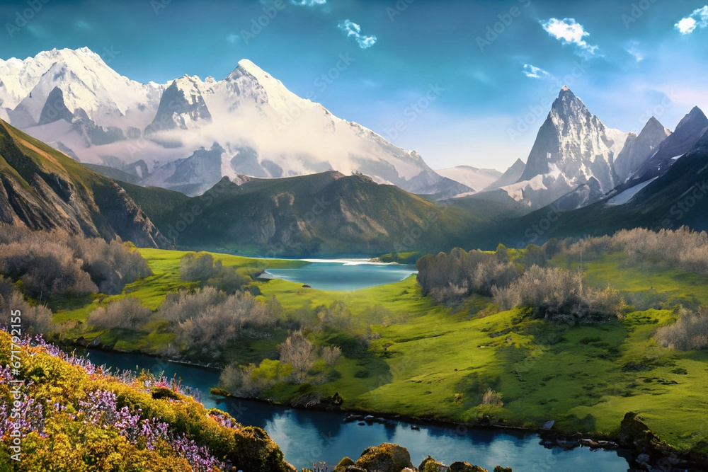 Nature landscape background by Generative AI