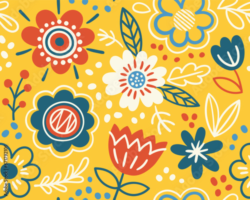 Scandic floral seamless pattern vector © Aleksey