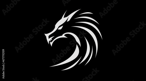 dragon head icon with black background 