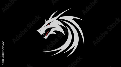 dragon head icon with black background 