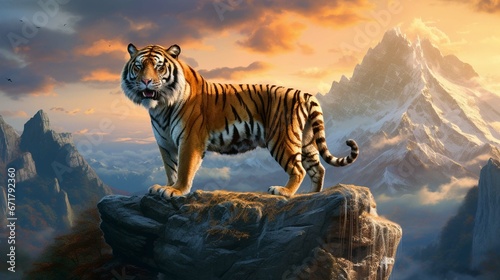tiger in the mountains photo