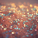 Warm aesthetic  pink glitter yellow  abstract background with  bokeh.Inspiration for event decoration.