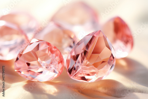 Pastel pink peach quartz background with morgan nano stone polycrystalline diamond for high-performance cutting tools. photo
