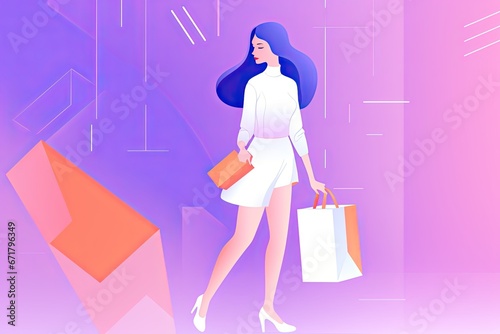 Woman shopping illustration