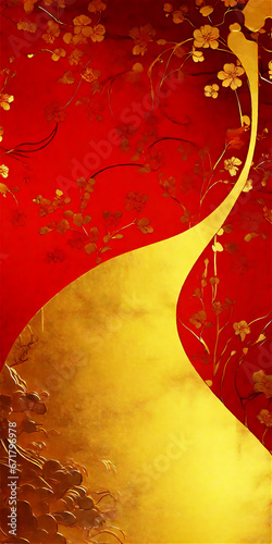 金の花模様のある背景素材　ジェネレーティブ AI