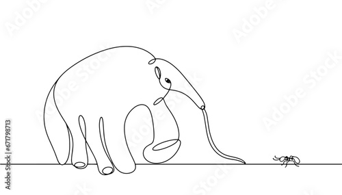 Anteater. Animal. One line