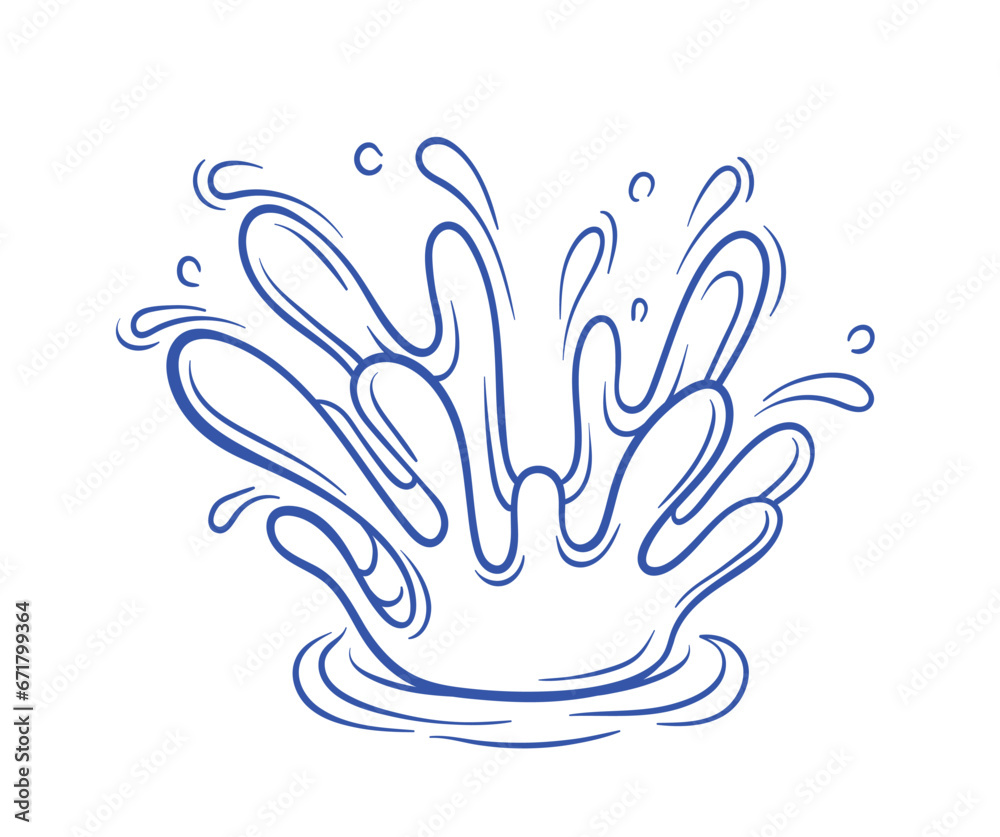 Water splash blue minimalistic sketch vector Water splash blue minimalistic sketch vector
