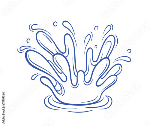 Water splash blue minimalistic sketch vector