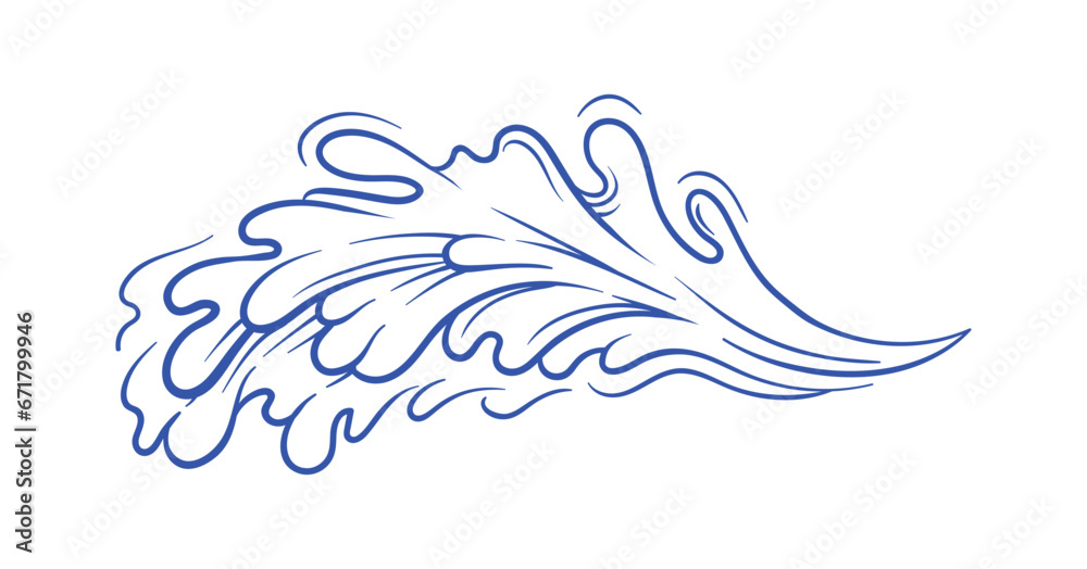 Water splash blue minimalistic sketch vector Water splash blue minimalistic sketch vector