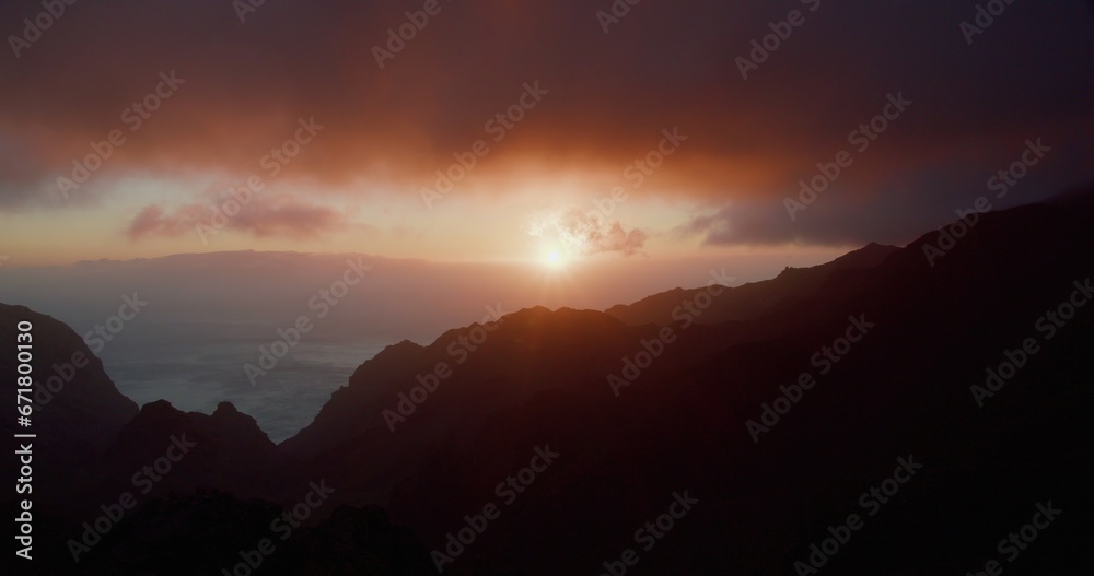 Landscape with mountains and sea in sunset time in Tenerife, Teno, Canary Islands, Spain