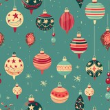 Vintage Christmas Ornaments. Seamless pattern. Generativ AI.