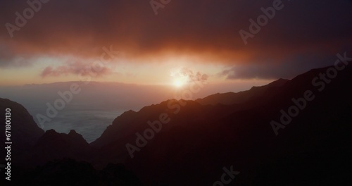 Landscape with mountains and sea in sunset time in Tenerife, Teno, Canary Islands, Spain