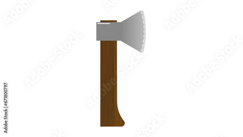 A detailed illustration of a wooden hand axe