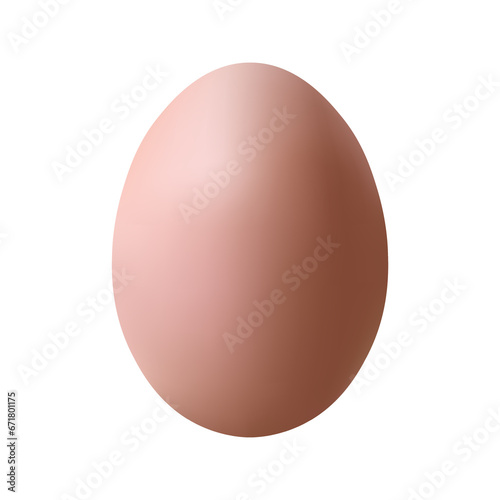 Dark beige chicken egg Realistic and volumetric egg for easter isolated on white background