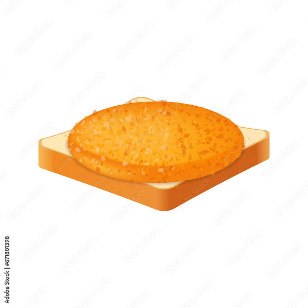 Sandwich from fresh bread with chicken cutlet Illustration of fast food meal Sandwich from fresh bread with chicken cutlet Illustration of fast food meal