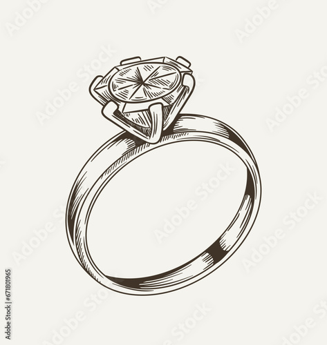 Wedding ring minimalistic sketch vector
