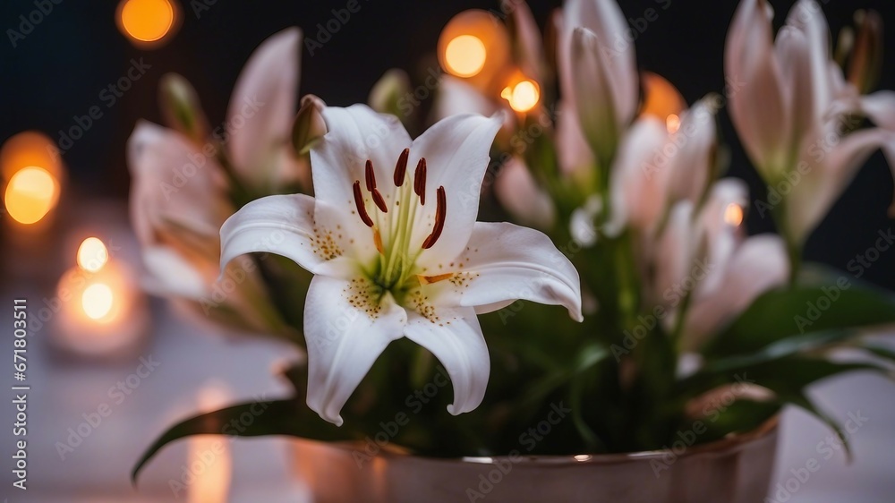 spring flower in a pot A lily on fire that attracts with fragrance and charm spring flower in a pot A lily on fire that attracts with fragrance and charm