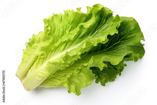 Fresh Green Lettuce Leaves Piled High on a Clean White Background Created With Generative AI Technology