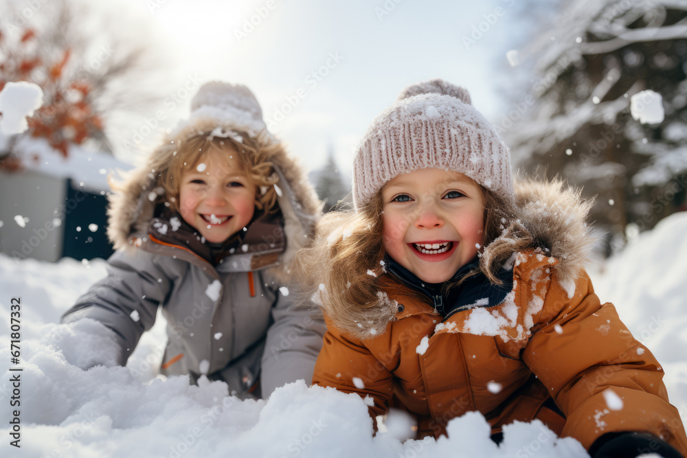 Kids having snow fun Kids having snow fun