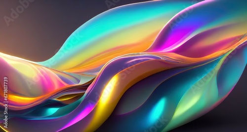 Iridescent organic shapes with smooth movement and flow