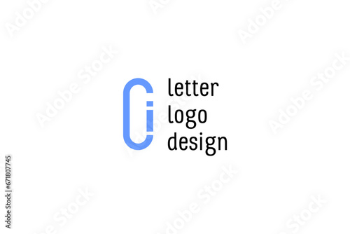 Fototapeta Naklejka Na Ścianę i Meble -  Template minimalist logo design solution with C and I letters monogram