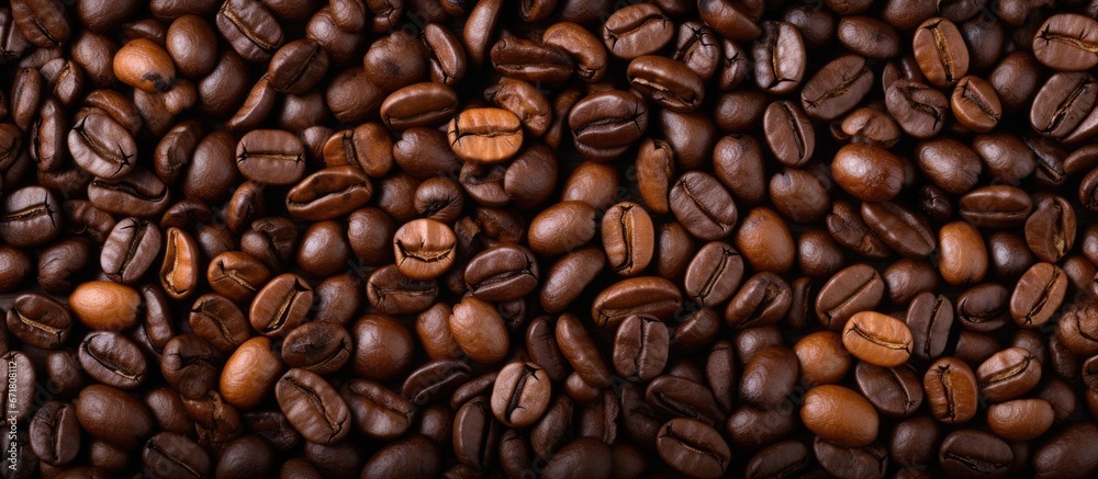 Overhead view of coffee beans being roasted