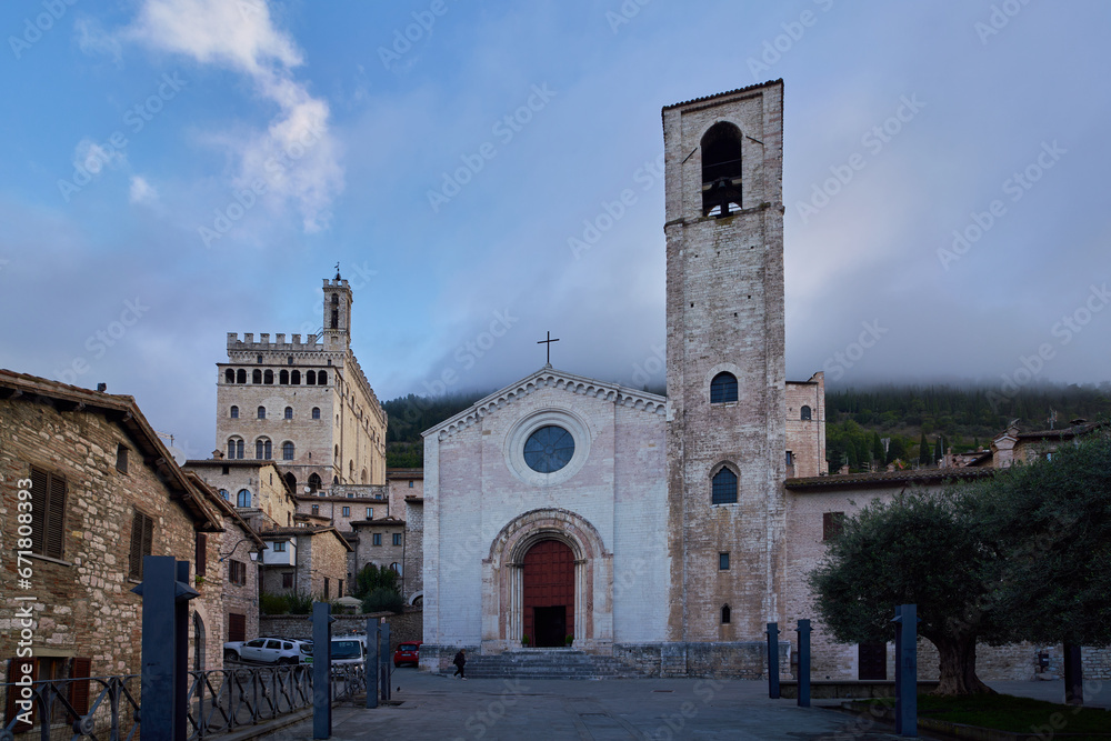 The medieval town of Gubbio and the gothic church of San Giovanni Battista, Umbria, Italy
