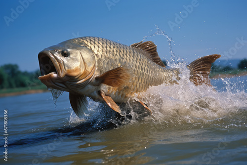 Carp swimming in the lake