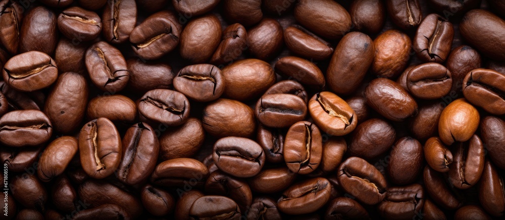 Close up image of roasted coffee beans texture Close up image of roasted coffee beans texture