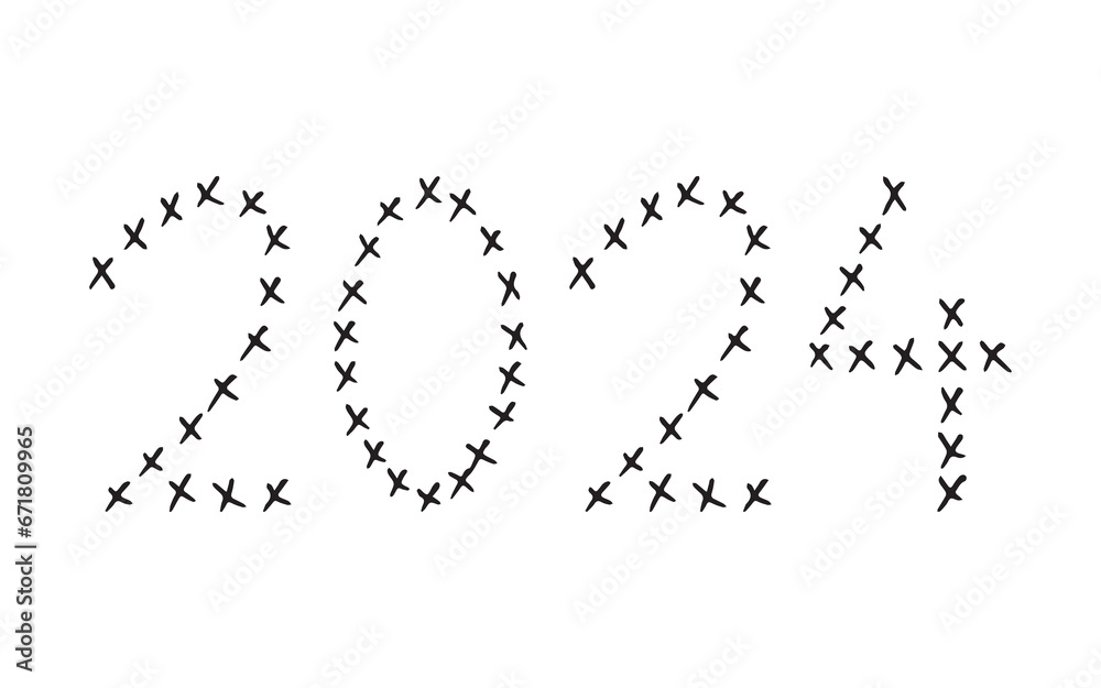 2024. doodle. holiday. holiday. joy. Christmas tree. numbers. sign