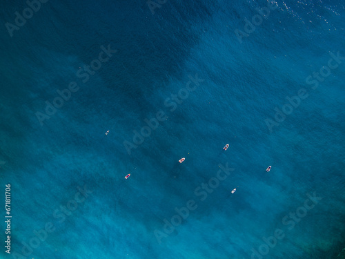 Boats from above. Aerial view on sea in Turkey © Anna
