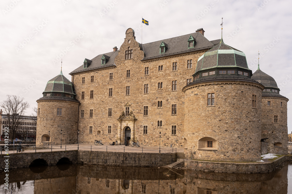 Örebro Castle located on an islet in Svartån in Örebro, Närke.