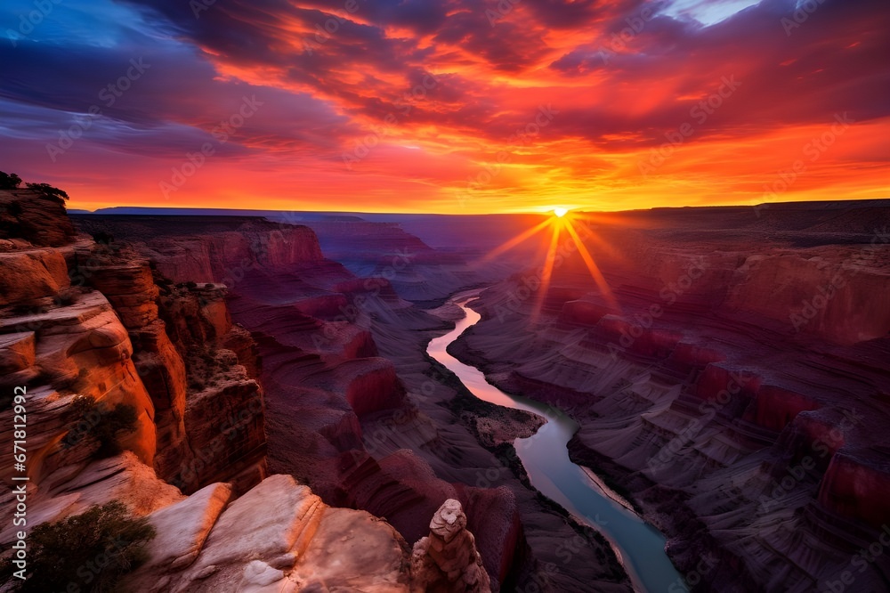 A breathtaking sunrise over the Grand Canyon.
