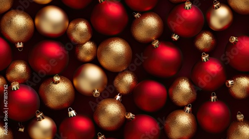  a lot of red and gold christmas ornaments on a black background with gold and red ornaments on top of each ornament. generative ai