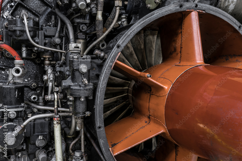 detail of a historic jet engine